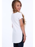 Tricou fete cu spatele mai lung, alb NDZ8209 - Magazin online - Boutique